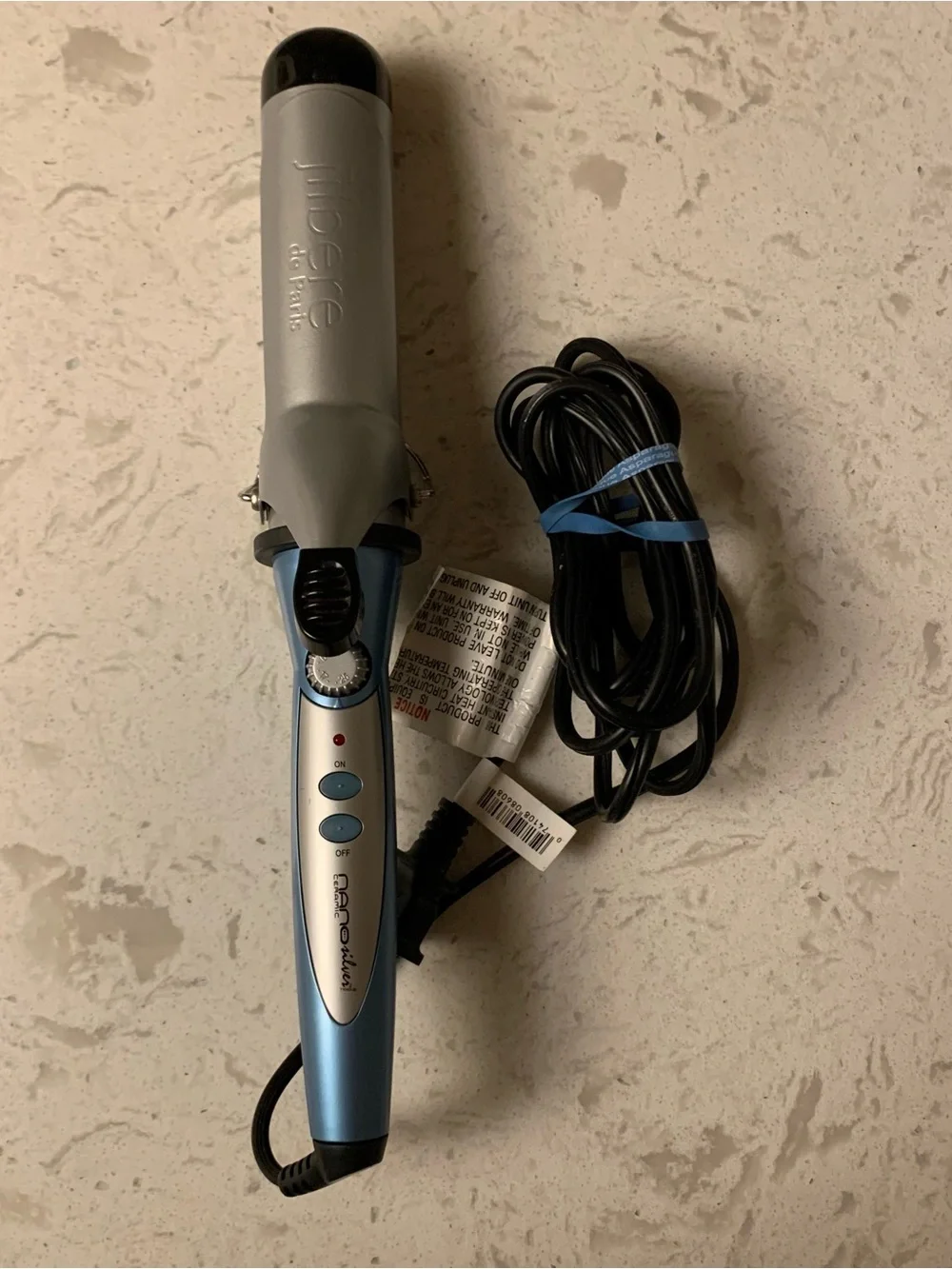 Jilbere de Paris Nano Silver Ceramic Curling Iron 1.5 Inch Blue JBNS2038S Dual V